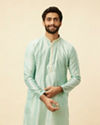 Sea Green Jacquard Kurta Pajama image number 0